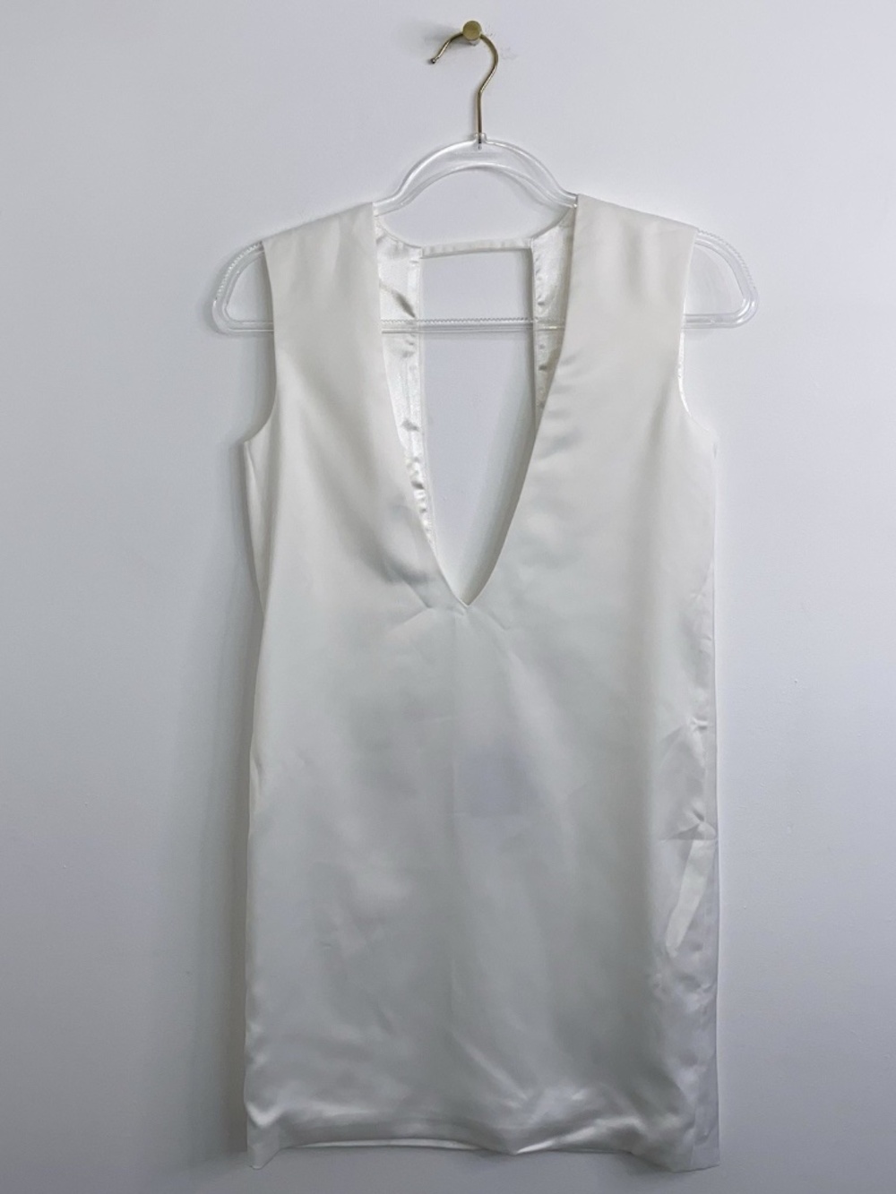 Solace London Women's Aurora Dress Sexy Backless V Neck Sleeveless White Size 4